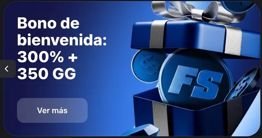 Bono de bienvenida: 300% + 350 giros gratis